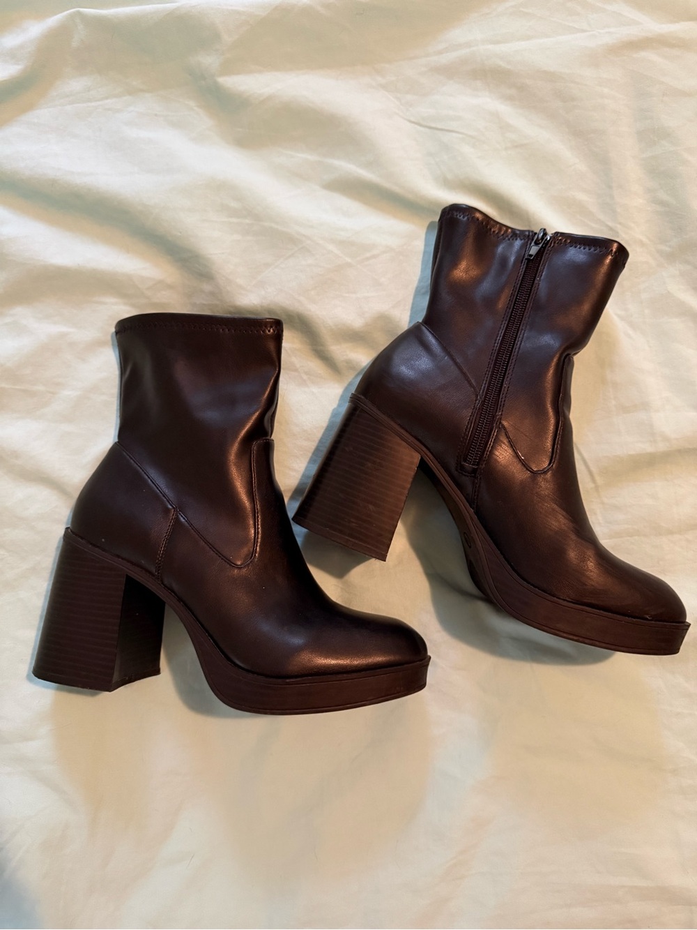 Mix No. 6 Dark Brown Platform Block Heel Ankle Boots